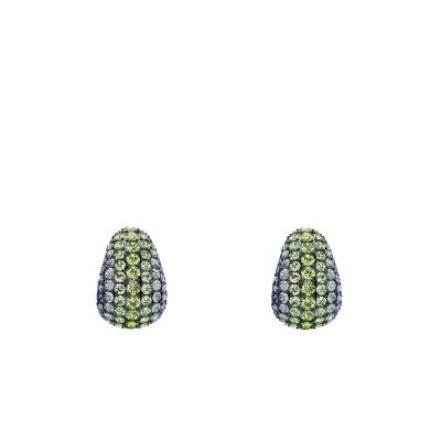 Boucles d'oreilles Sublima Gouttes Métal Ruthénié & Cristaux Bleu et Vert - Swarovski