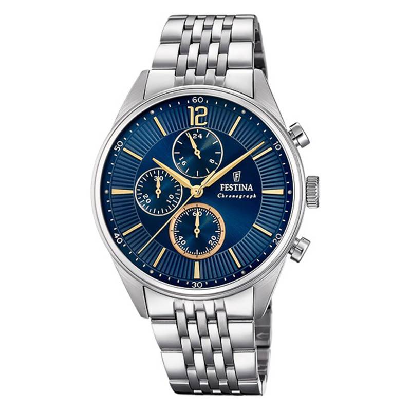 Gold Midnight Blue Timeless Chronograph Watch F20285/3 - Festina
