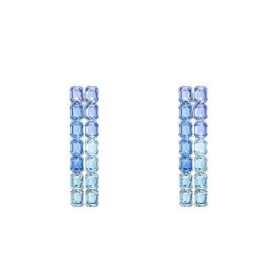 Boucles d'oreilles Millenia, Métal Rhodié & Cristaux Bleus - 5696517 - Swarovski