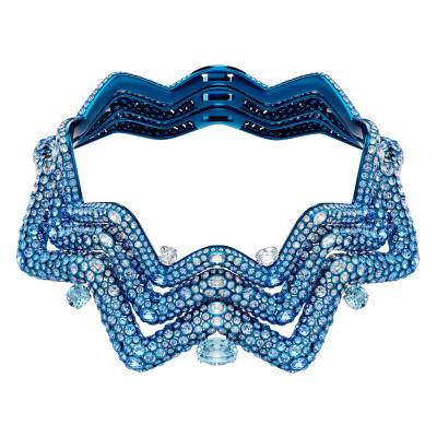 Collier Ras de Cou Sublima Triple Vague Métal PVD Bleu & Cristaux Bicolores - 5692094 - Swarovski
