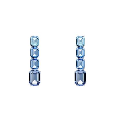 Boucles d'oreilles Millenia, Métal Rhodié & Cristaux Bleus - 5696516 - Swarovski