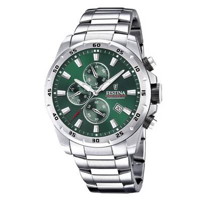 Montre Chrono Sport acier gris et vert foncé F20463/3 - Festina