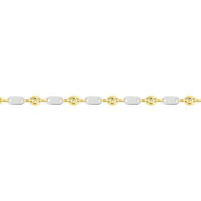 Alternating Two-Tone 750 Gold Coffee Bean Chain, 45 cm Length, 6 mm Width - Manillon