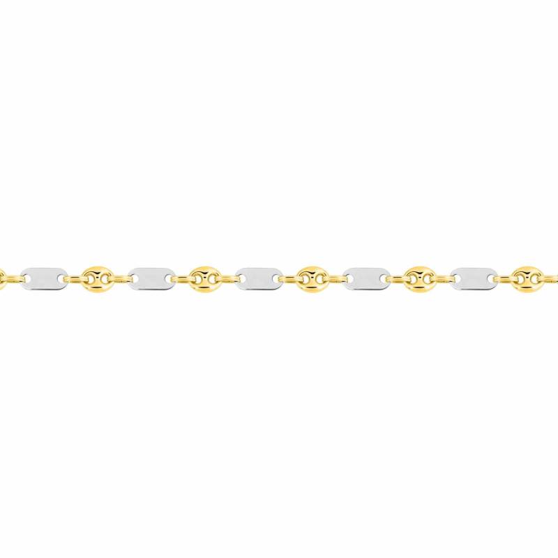 Alternating Two-Tone 750 Gold Coffee Bean Chain, 45 cm Length, 6 mm Width - Manillon