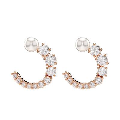 Créoles Matrix Métal Doré Rose, Perles & Cristaux Blancs - 5692264 - Swarovski