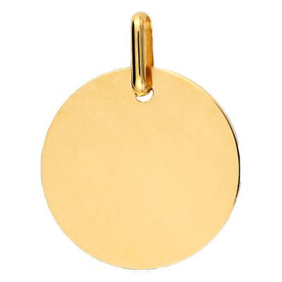 Large Round Engravable Medal in 375 Yellow Gold, Diameter 16 mm - Lucas Lucor