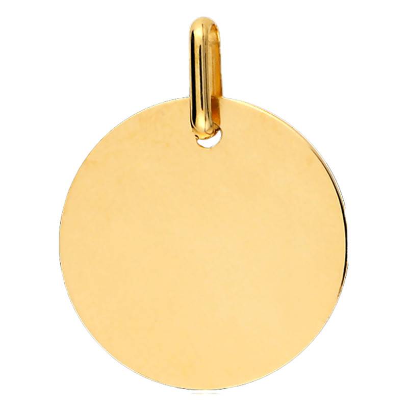 Large Round Engravable Medal in 375 Yellow Gold, Diameter 16 mm - Lucas Lucor