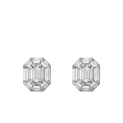 Boucles d'oreilles Lucent Octogonales Métal & Cristaux Blancs - 5698525 - Swarovski