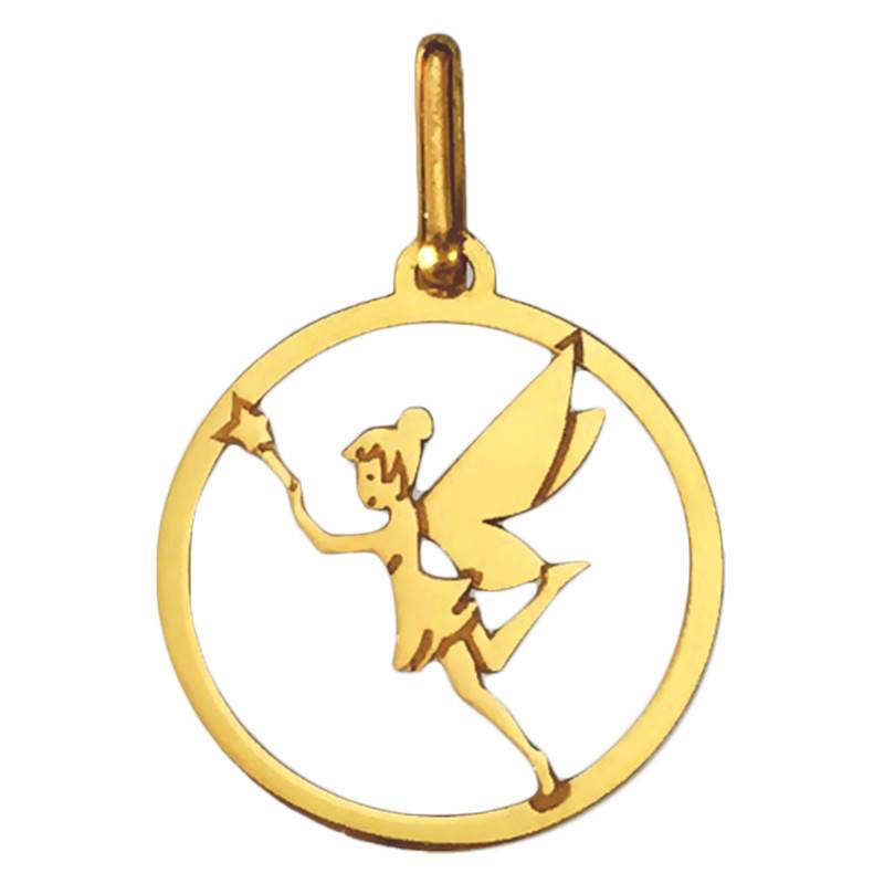 375/1000 or 750/1000 Yellow Gold Openwork Fairy Medal, 16 mm Diameter - Lucas Lucor