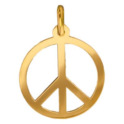 "Yellow Gold Openwork Peace & Love Medal, 15 Mm Diameter" - Lucas Lucor