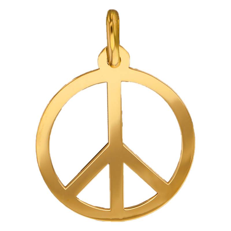 "Yellow Gold Openwork Peace & Love Medal, 15 Mm Diameter" - Lucas Lucor