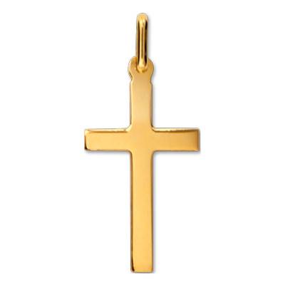 Yellow Gold Bar Cross, Dimensions 13 x 22 mm - Lucas Lucor