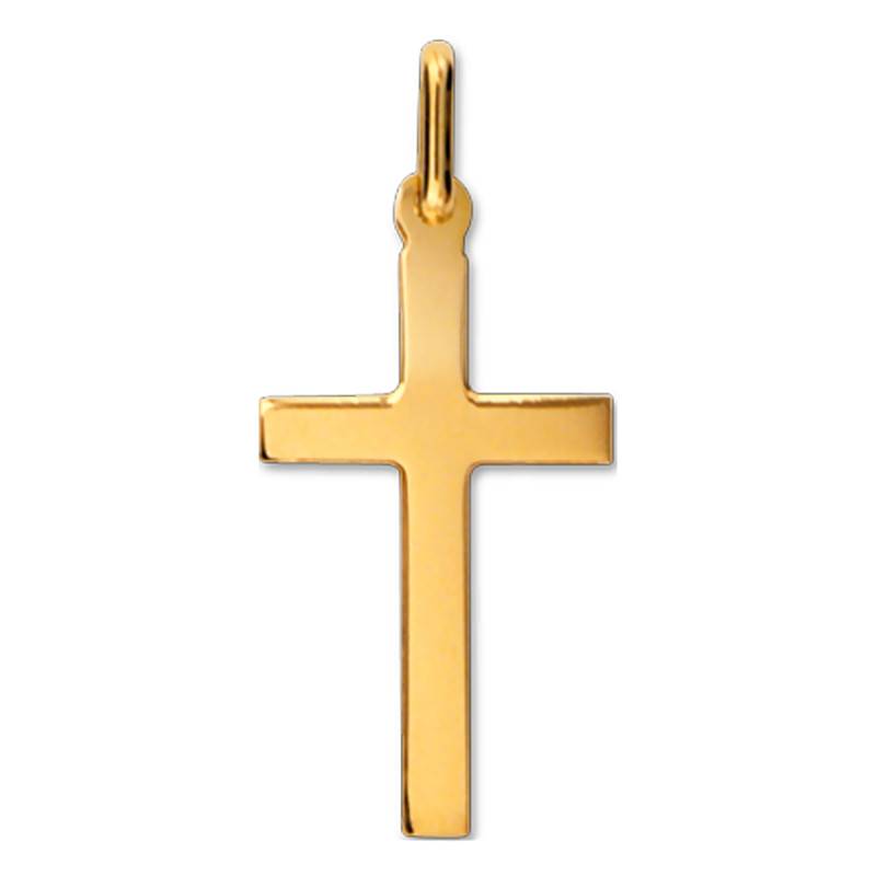 Yellow Gold Bar Cross, Dimensions 13 x 22 mm - Lucas Lucor