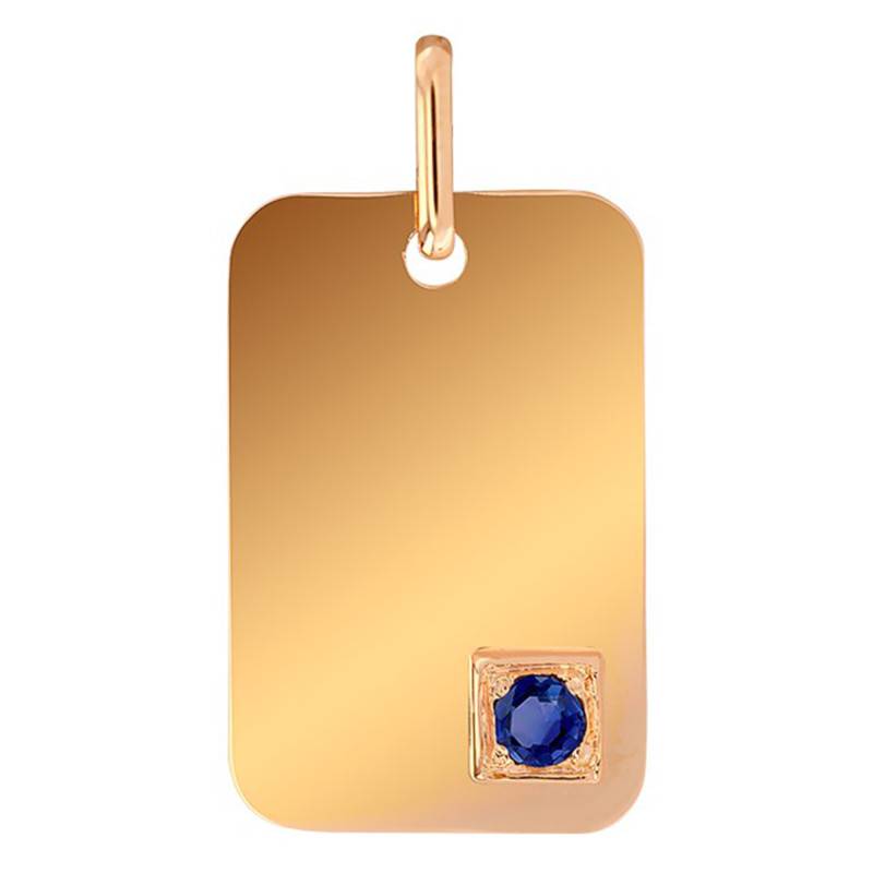 750 Yellow Gold Dog Tag Pendant & Sapphire - Lucas Lucor