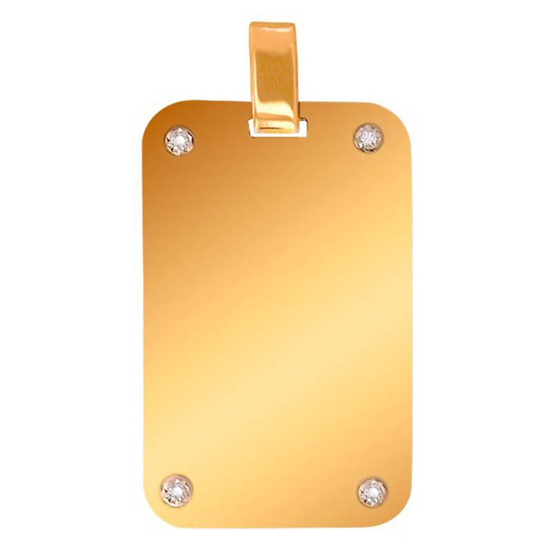 750 Yellow Gold Dog Tag Pendant & 4 Diamonds - Lucas Lucor