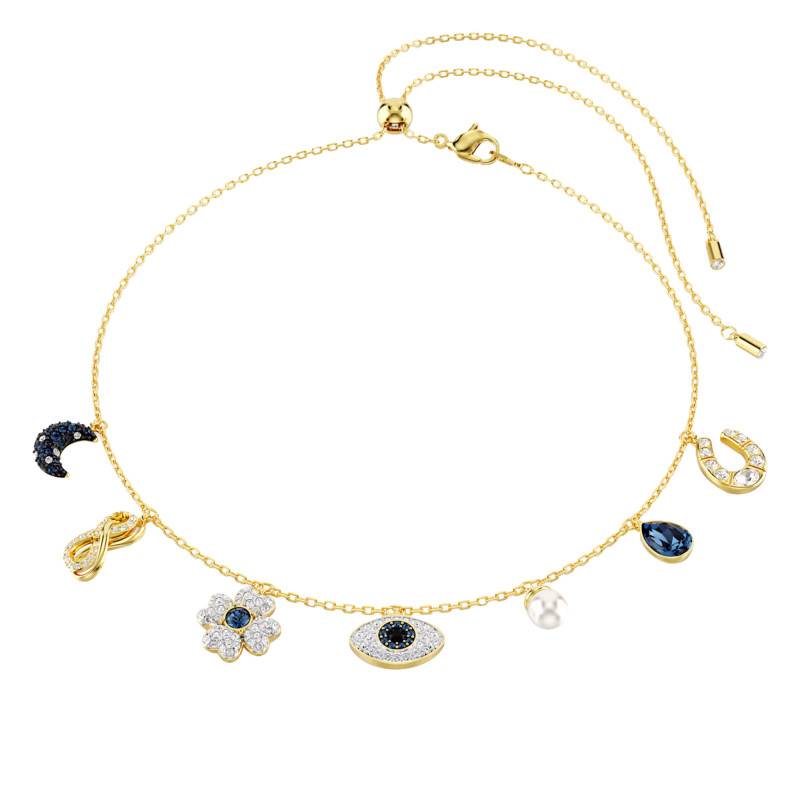 Gold-Plated Metal & Colorful Crystal Symbolica Necklace, Length 42 cm to 52 cm - 5692164 - Swarovski