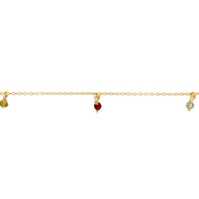 750/1000 Yellow Gold & Multicolored Stones Bracelet, Length 17 cm - Lucas Lucor