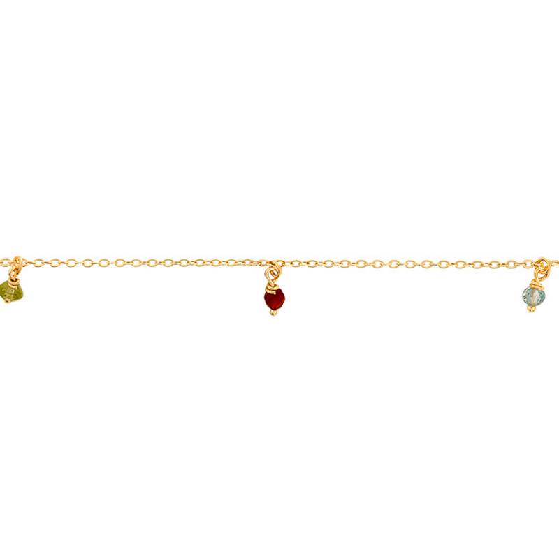 750/1000 Yellow Gold & Multicolored Stones Bracelet, Length 17 cm - Lucas Lucor