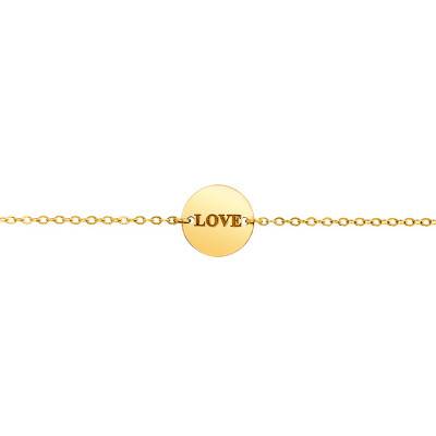 Bracelet Médaille Love Or Jaune 750, Longueur 17 cm - Lucas Lucor