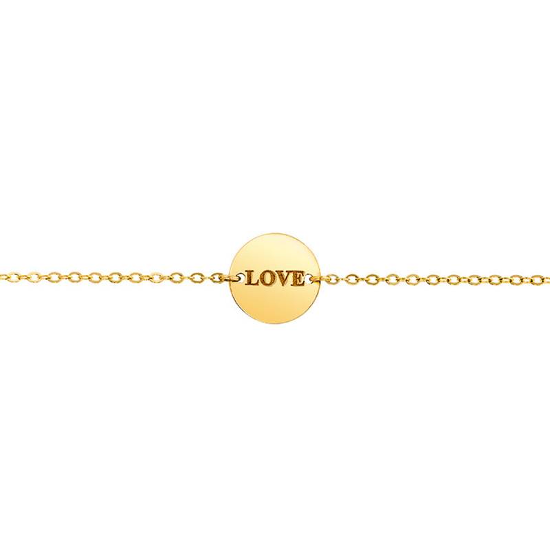 750/1000 Yellow Gold "Love" Medal Bracelet, 17 cm - Lucas Lucor