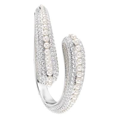 Manchette Sublima Métal Rhodié, Perles & Cristaux Blancs, Longueurs 6,60 à 7,30 cm - 5700923 - Swarovski