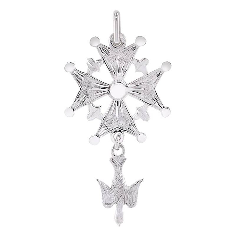 18K (750/1000) White Gold Huguenot Cross 22 x 38 mm - Lucas Lucor