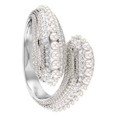 Manchette Sublima Métal Rhodié, Perles & Cristaux Blancs, Longueurs 7,30 et 7,60 cm - 5700925 - Swarovski