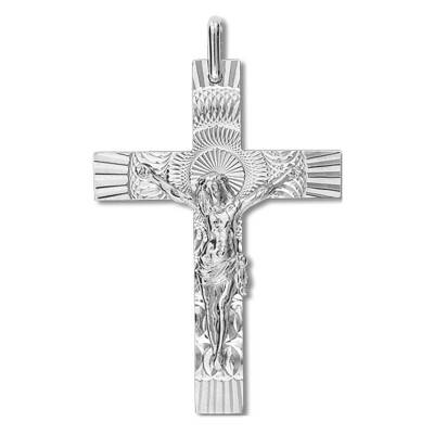 18K White Gold Solar Christ Cross 21 x 34 mm - Lucas Lucor