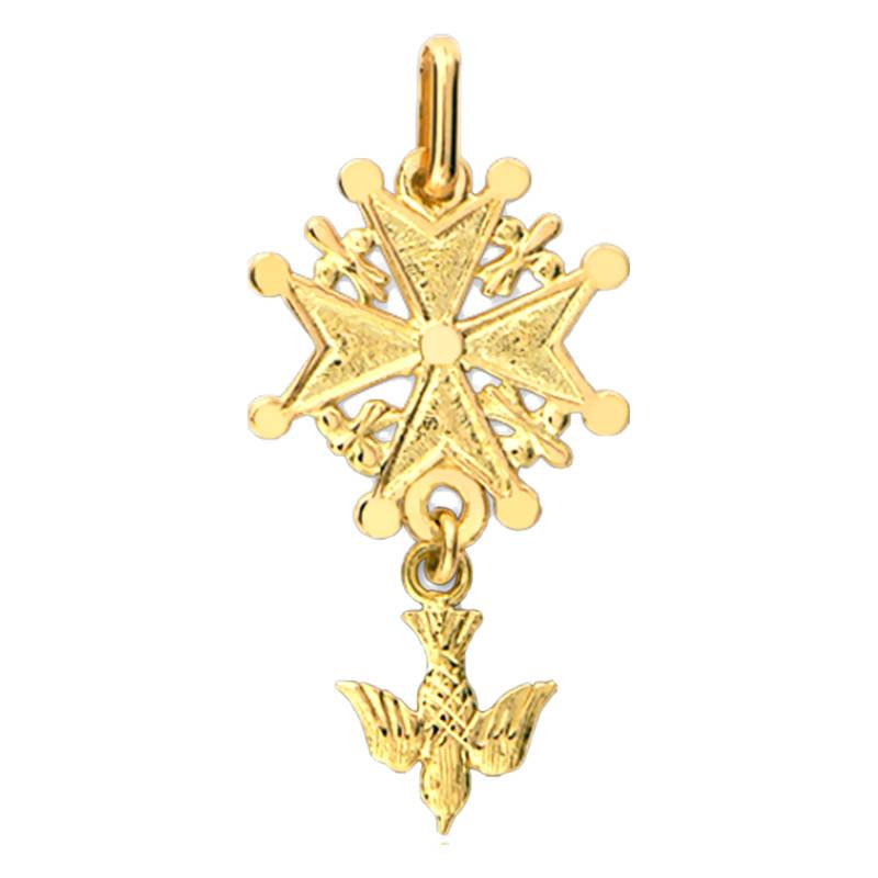 375 Yellow Gold Huguenot Cross, 15 x 26 mm - Lucas Lucor