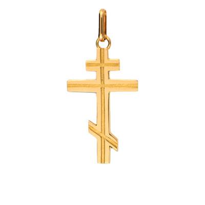 375 Yellow Gold Orthodox Cross 15 x 23 mm - Lucas Lucor