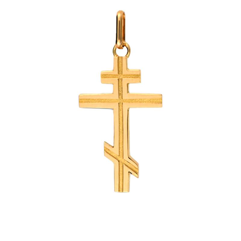 375 Yellow Gold Orthodox Cross 15 x 23 mm - Lucas Lucor