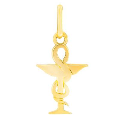Yellow Gold 375 or 750 Caduceus Pendant - Lucas Lucor