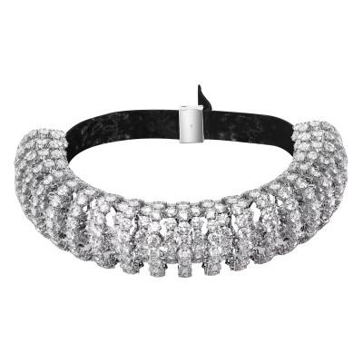 Collier Ras de Cou Constella Métal Rhodié, Ruban Noir & Cristaux Blancs, Longueur 33 à 47 cm - 5694793 - Swarovski