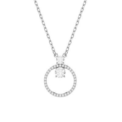 Constella Round Rhodium-Plated Metal & White Crystal Necklace, Length 38 cm to 45 cm - 5692261 - Swarovski