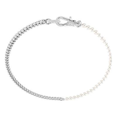 Collier Dextera Métal Rhodié, Perles & Cristaux Blancs, Longueur 46 cm - 5689634 - Swarovski