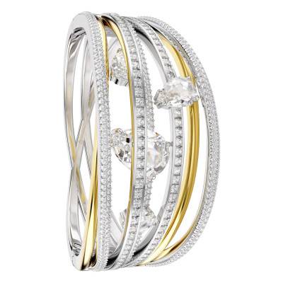 Bracelet Jonc Hyperbola Métal Bicolore & Cristaux Blancs, Longueur 17,30 cm - 5692423 - Swarovski