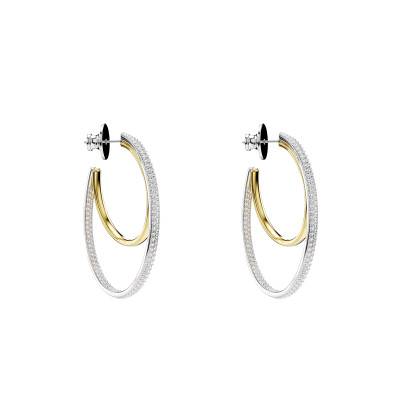 Hyperbola Two-Tone Metal & White Crystals Hoop Earrings - 5702400 - Swarovski