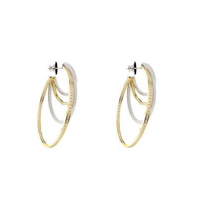 Créoles Hyperbola Métal Bicolore & Cristaux Blancs - 5691618 - Swarovski