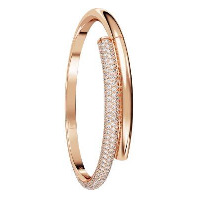 Rose Gold-Tone Metal & White Crystals Dextera Crossover Bangle, Lengths from 16 cm to 18,50 cm - 5700932 - Swarovski