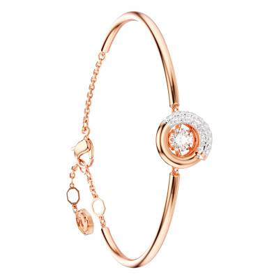 "Rose Gold-Toned Metal & White Crystal Dextera Bangle Bracelet, Adjustable Length 17 cm - 5692259" - Swarovski