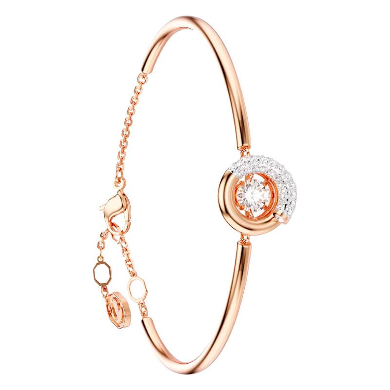 "Rose Gold-Toned Metal & White Crystal Dextera Bangle Bracelet, Adjustable Length 17 cm - 5692259" - Swarovski