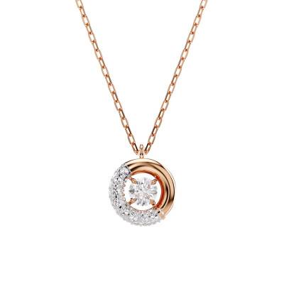 "Rose Gold-Toned Metal & White Crystal Dextera Necklace, Length 38 cm to 45 cm - 5692257" - Swarovski