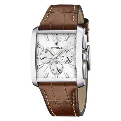 Timeless Chronograph Brown Leather Watch F20636/1 - Festina