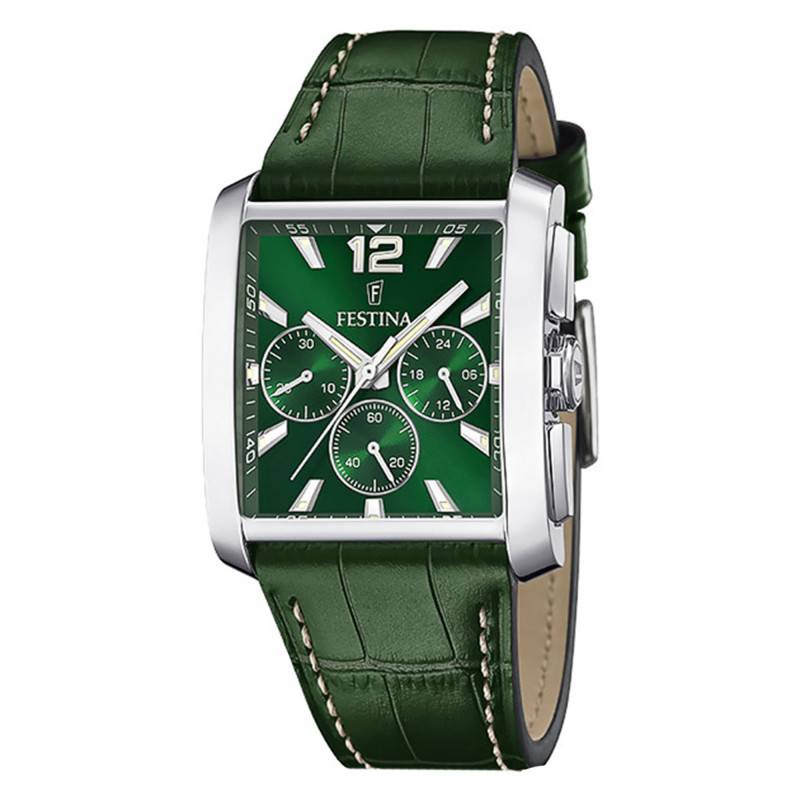 Timeless Chronograph Green Leather Watch F20636/3 - Festina