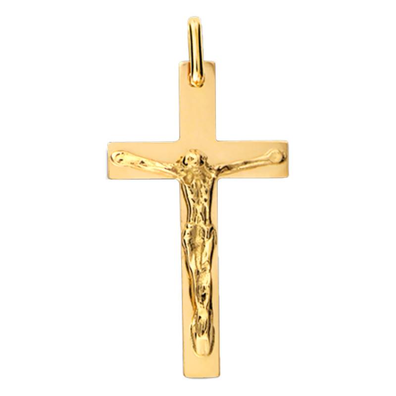 9K or 18K Yellow Gold Christ Cross, 18 x 30 mm - Lucas Lucor