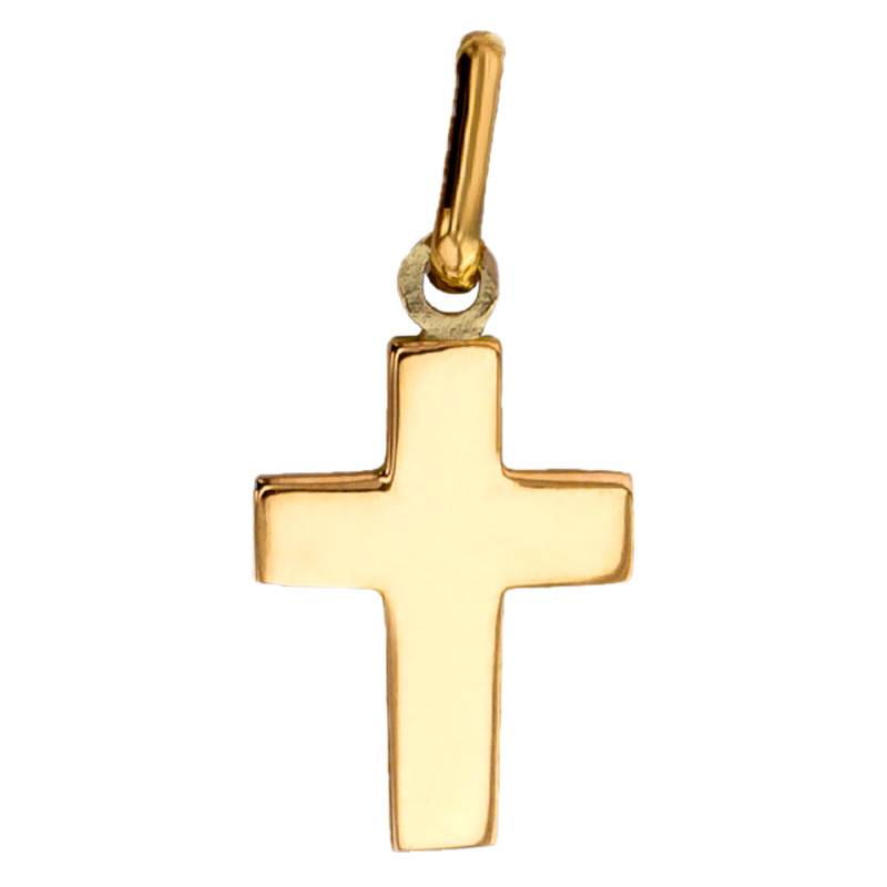 750/1000 Yellow Gold Wide Cross Pendant, 10 x 13 mm - Lucas Lucor