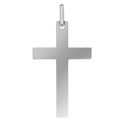 Croix à Fil Carré 20 x 30 mm Or Blanc 750 - Lucas Lucor
