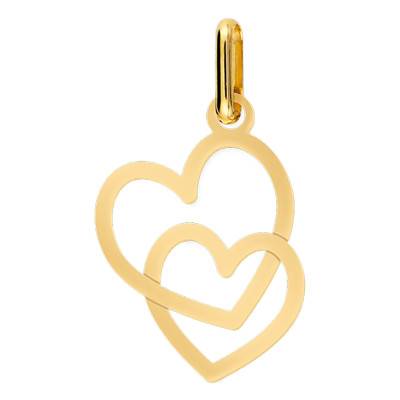 Pendentif Duo Coeurs Or Jaune 750 - Lucas Lucor