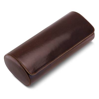 Brown Leather 3-Watch Roll - Bouveret