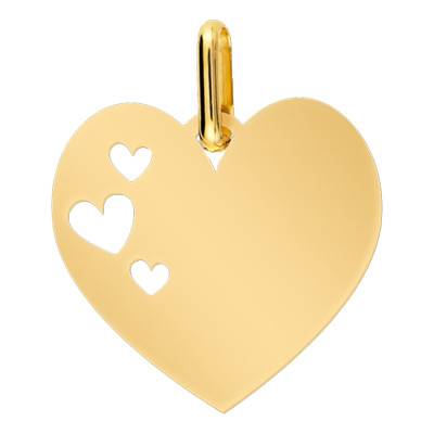 750 Yellow Gold Openwork Heart Medal - Lucas Lucor